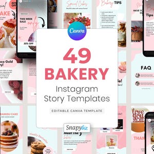 Bakery Instagram Story Templates, Canva Editable, Cake & Coffee Shop, Social Media Marketing, Food Business
