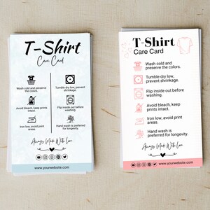 Editable T-shirt Care Card Canva Template Printable T-shirt Care ...