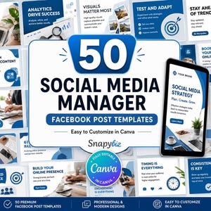 Modèle de publication Facebook pour gestionnaire de réseaux sociaux | Kit de marketing de contenu | Petite entreprise | Modèle Canva modifiable