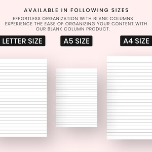 Printable Blank Columns Charts With Header One, Two, Three, Four, Five ...