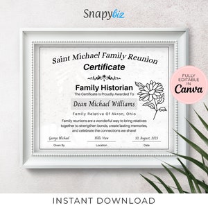 Editable Family Reunion Awards Canva Certificate, Family Reunion ...