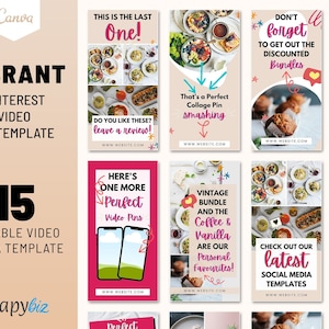 Pinterest Video Pins Template, Canva Pinterest Templates for Video Marketing, Animated Pins for Social Media, Viral Content Pins Template