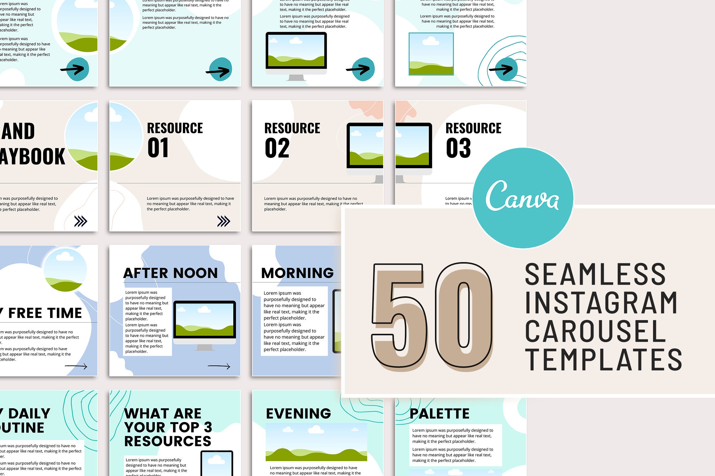 Aesthetic Instagram Carousel Templates, Seamless Canva Posts for Social ...