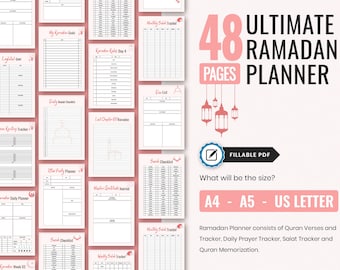 Ramadan Planner Bundle | Fillable Printable PDF | Quran Salah Tracker | Muslim Islamic Journal Template