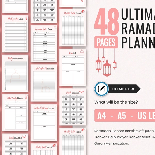 2024 Ramadan Journal Printable Planner, Printable Planner PDF, 30 Day Ramadan, Ramadan Calendar, Ramadan Decoration