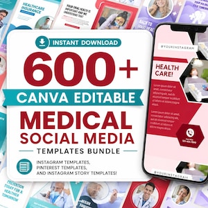 Szablony mediów społecznościowych dla branży medycznej 606 Canva Instagram Klinika stomatologiczna Lekarz Pielęgniarka Chirurgia Pinterest