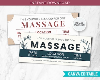 Editable Massage Gift Certificate Template, DIY Spa Coupon (Canva)