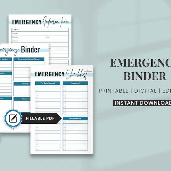 In Case Of Emergency Binder | Printable In Case Of Death Checklist | Life Binder Organization | Medical Binders