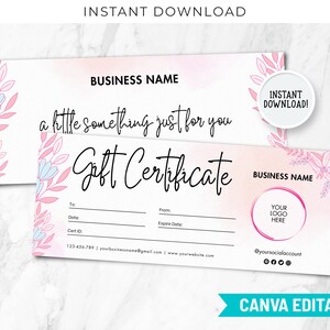 Gift Certificates Template, Editable Certificate Canva Templates, Gift Voucher Template, Gift Card Coupon Template, Add Your Logo Printable