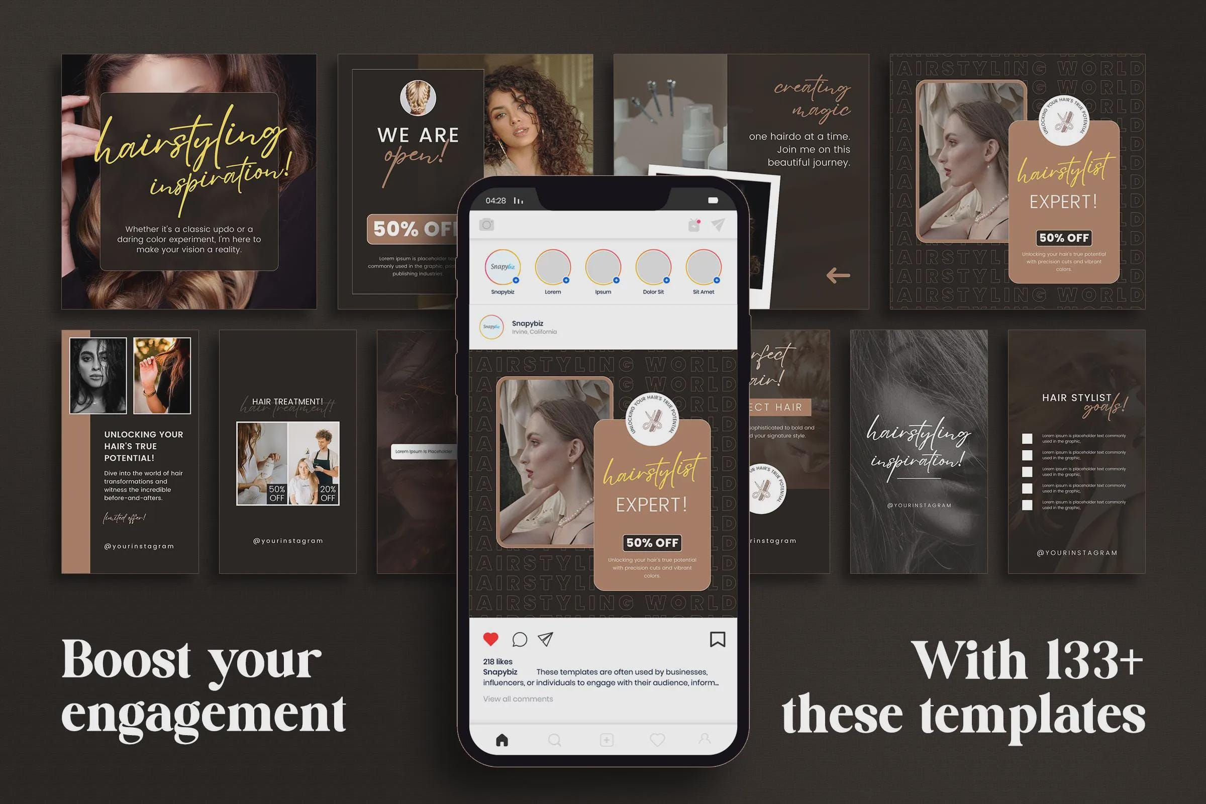 Hairstylist Social Media Bundle | Canva Editable Instagram Templates ...