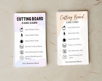 Editable Cutting Board Care Card Template, Wood Care Guide (CC-257)