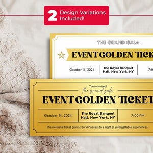 Bearbeitbares Golden Event Event, druckbare Canva Vorlagen, Überraschungs-Einladung Geburtstag, benutzerdefinierter Gutschein, Vip-Karten-Party, Disney, BP-310