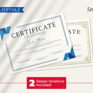 Bewerkbare sjabloon voor licentie om te prediken, afdrukbaar licentiecertificaat, ministerslicentie, elegante certificaatsjabloon downloaden CT-235
