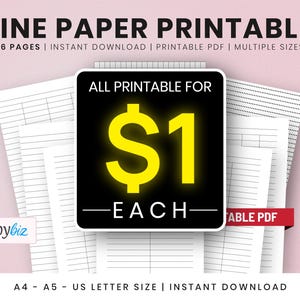 Druckbare leere Spalten Diagramme mit Überschrift Eins, Zwei, Drei, Vier, Fünf und Sechs Spalten Tabelle Arbeitsblätter PDF, A4, A5, US, Instant Download