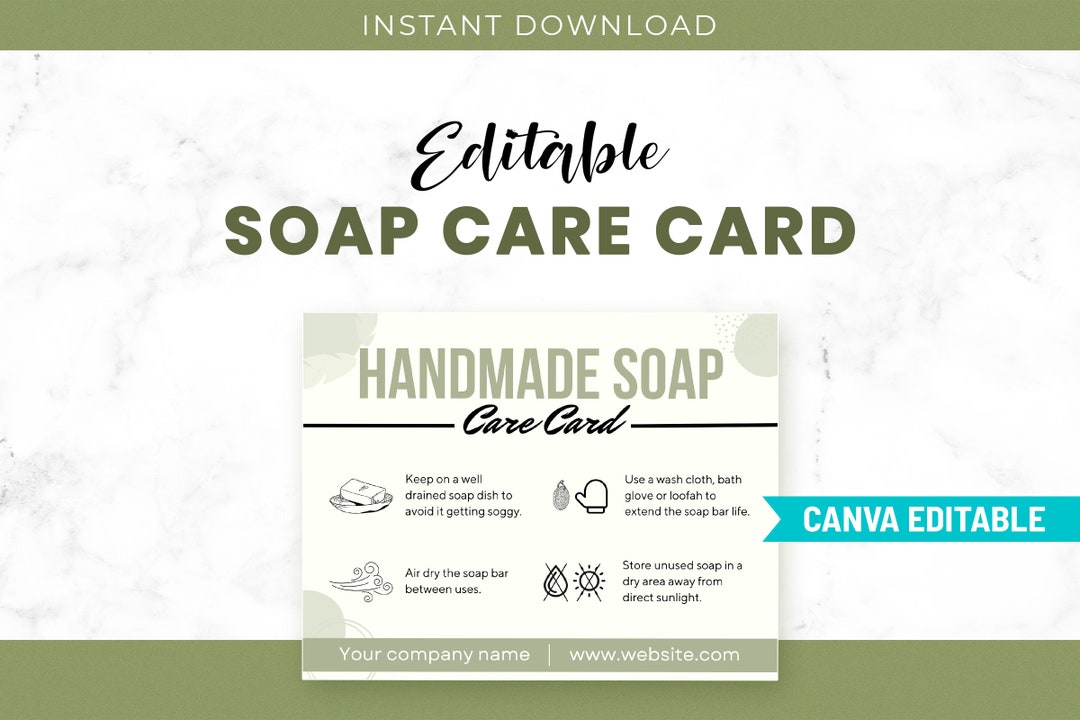 Editable Soap Care Cards Template Pdf, Printable Soap Care Instructions
