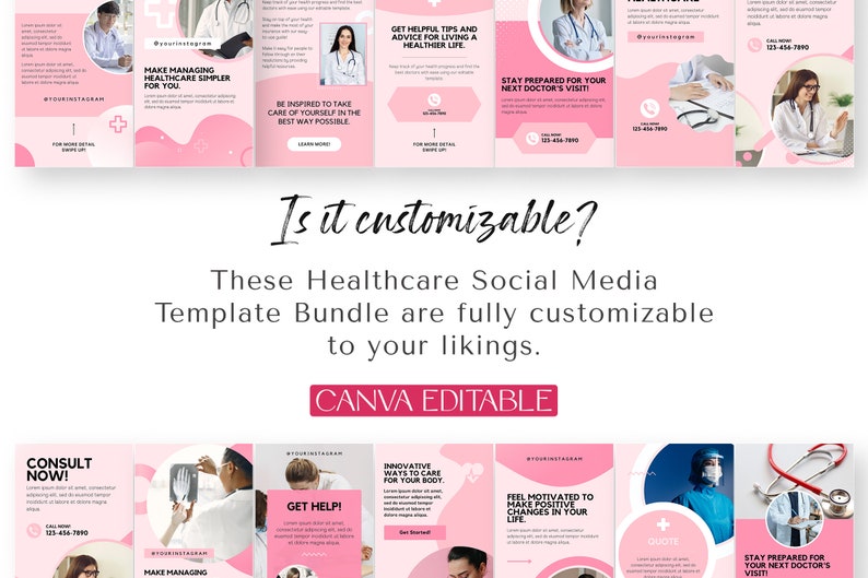 Healthcare Social Media Template Bundle, Canva Social Media Boost, Medical, Wellness, and Health Marketing Kit image 8