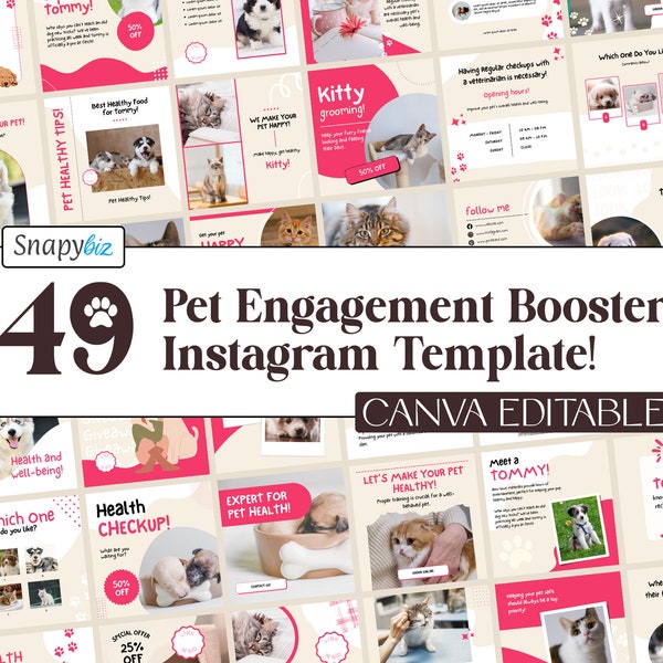 Pet Engagement Booster Instagram Template, Social Media Posts for Dog and Pet Business, Pets Grooming Business, IG-17