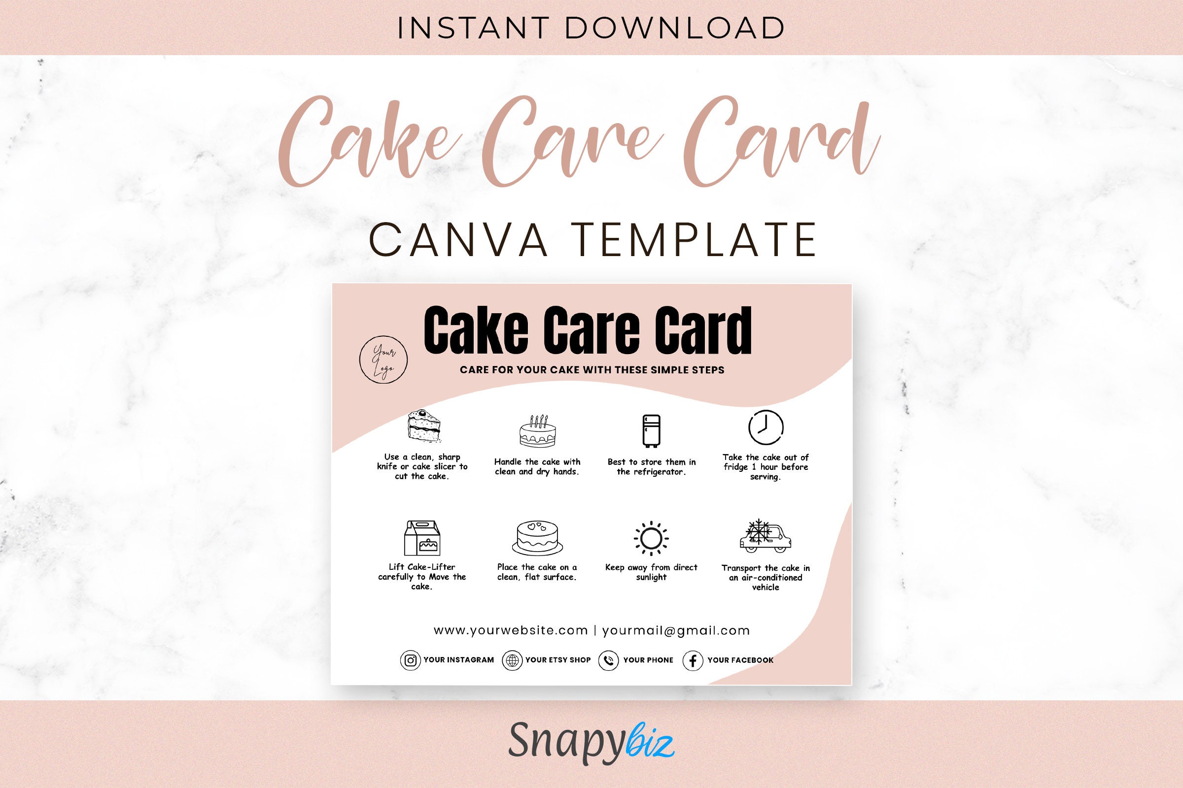 Editable Cake Care Card Canva Template Cake Care Card Cake - Etsy