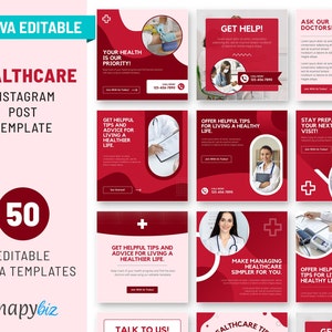 Healthcare Instagram Canva Post Templates, Hospital Instagram Templates, Healthcare Media, Medical Instagram Templates, IG-39