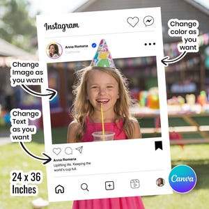 Instagram Rahmenvorlage, bearbeitbares Social Media Poster, Canva Vorlage, Selfie Fotorequisite, Geschenk für Geburtstag, Event Hochzeit, IG Photocard
