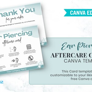 Ear Piercing Aftercare Card Canva Template Printable Piercing - Etsy
