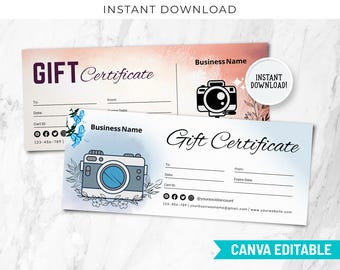 Photography Gift Certificate Template: Printable Photo Voucher (CT-118)