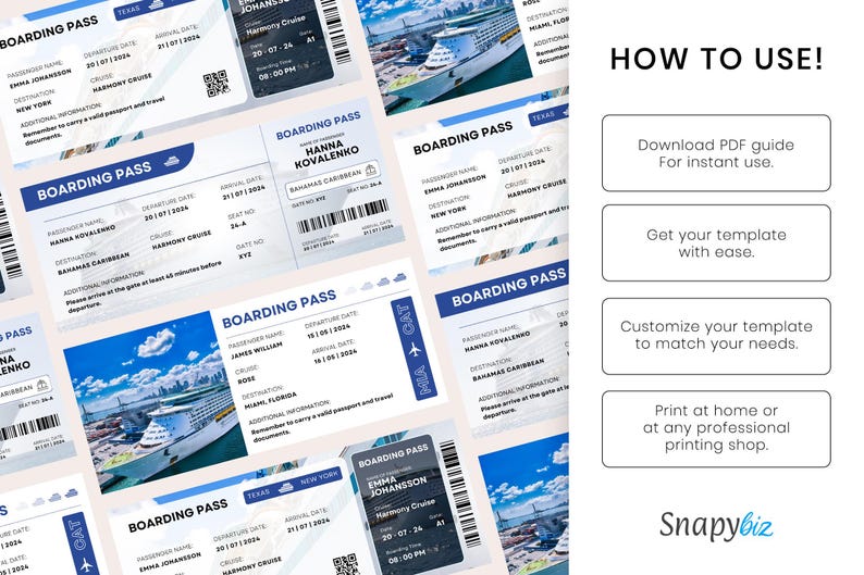 Printable Cruise Boarding Pass, Editable Canva Template, Surprise Trip ...