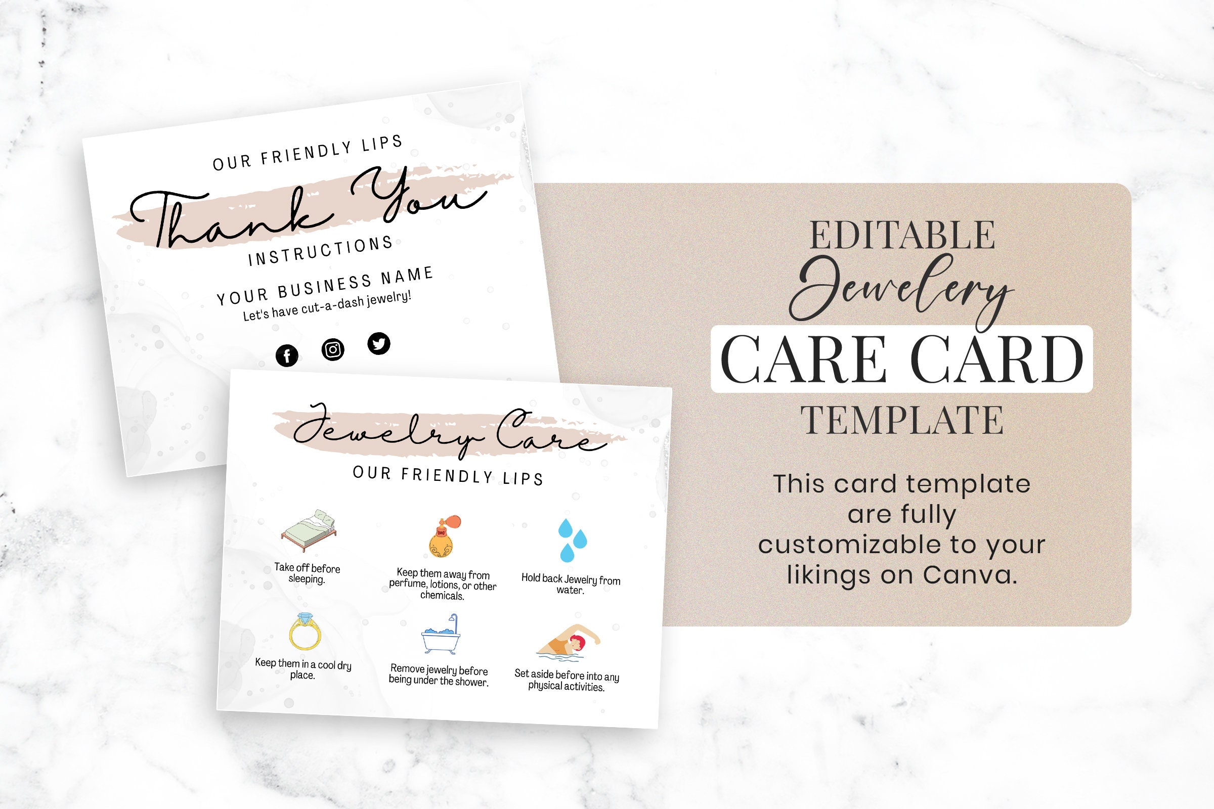 Printable Jewelry Care Card Editable Jewelry Care Card - Etsy