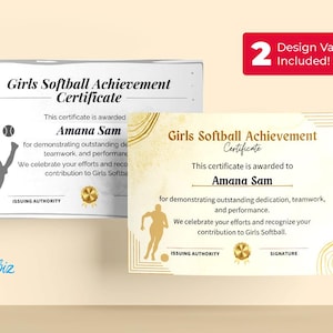 Printable Softball Team Editable Award Certificates, End Of Season Softball Team Party Awards, Green Pink Editable Player DIY Award Template
