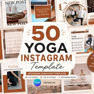 Yoga-Instagram-Vorlagen | Bearbeitbare Workout-Posts mit Canva | Fitness- und Gesundheitscoach | Minimalistisches Studio-Trainingsdesign