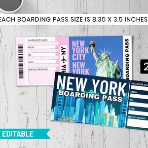 New York Boarding Pass Template, Digital New York Surprise Trip Gift Ticket, NYC Printable Boarding Pass, New York Printable Boarding Pass