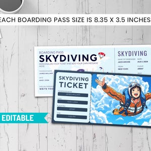 Digitales Fallschirmsprung-Überraschungsgeschenkticket, Fallschirmsprung-Überraschungsenthüllung, Fallschirmsprung-bearbeitbare Ereignisticketvorlage, Fallschirmsprung-Erfahrungsgeschenkgutschein