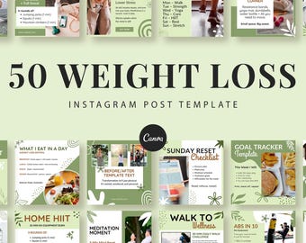 Fitness & Weight Loss Canva Templates | Gym Workout Instagram Posts for Wellness Coaches
