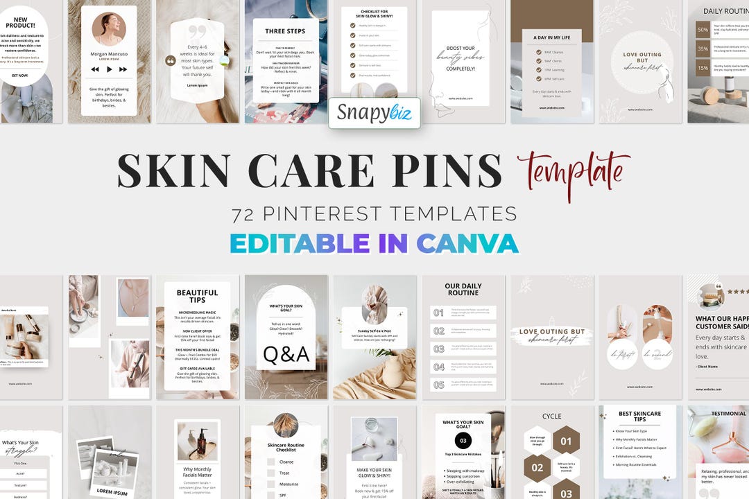 Esthetician Pinterest Templates, Aesthetic Beauty Skincare Graphics ...