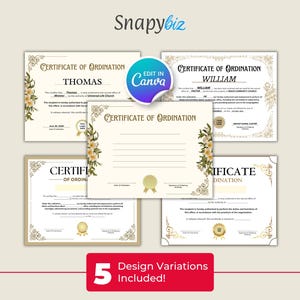 Editable Ordination Certificate Template: Clergy Ceremony (Digital Instant)
