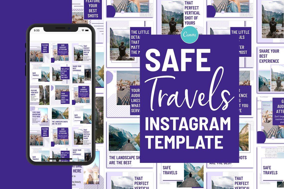 Instagram Travel Canva Post Template Travel Post Template - Etsy