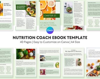 Nutrition Coach Ebook Template & Workbook, Health Coaching Canva Templates, Lead Magnet