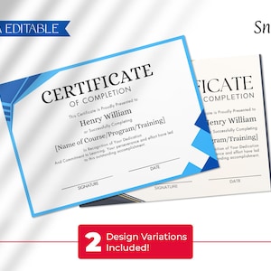 Editable Certificate of Completion Template, Beauty Award Canva (Digital Download)
