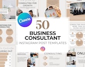 50 Business Consultant Instagram Templates, Canva Social Media Post Marketing Kit, Corporate Coaching Branding Digital Download