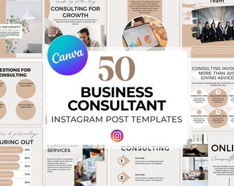 50 Business Consultant Instagram Templates, Canva Social Media Post Marketing Kit, Corporate Coaching Branding Digital Download