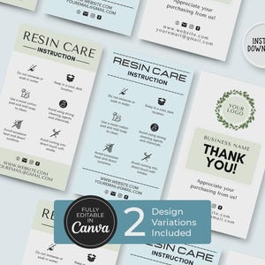 Resin Care Card Canva Template: Jewelry Packaging Insert