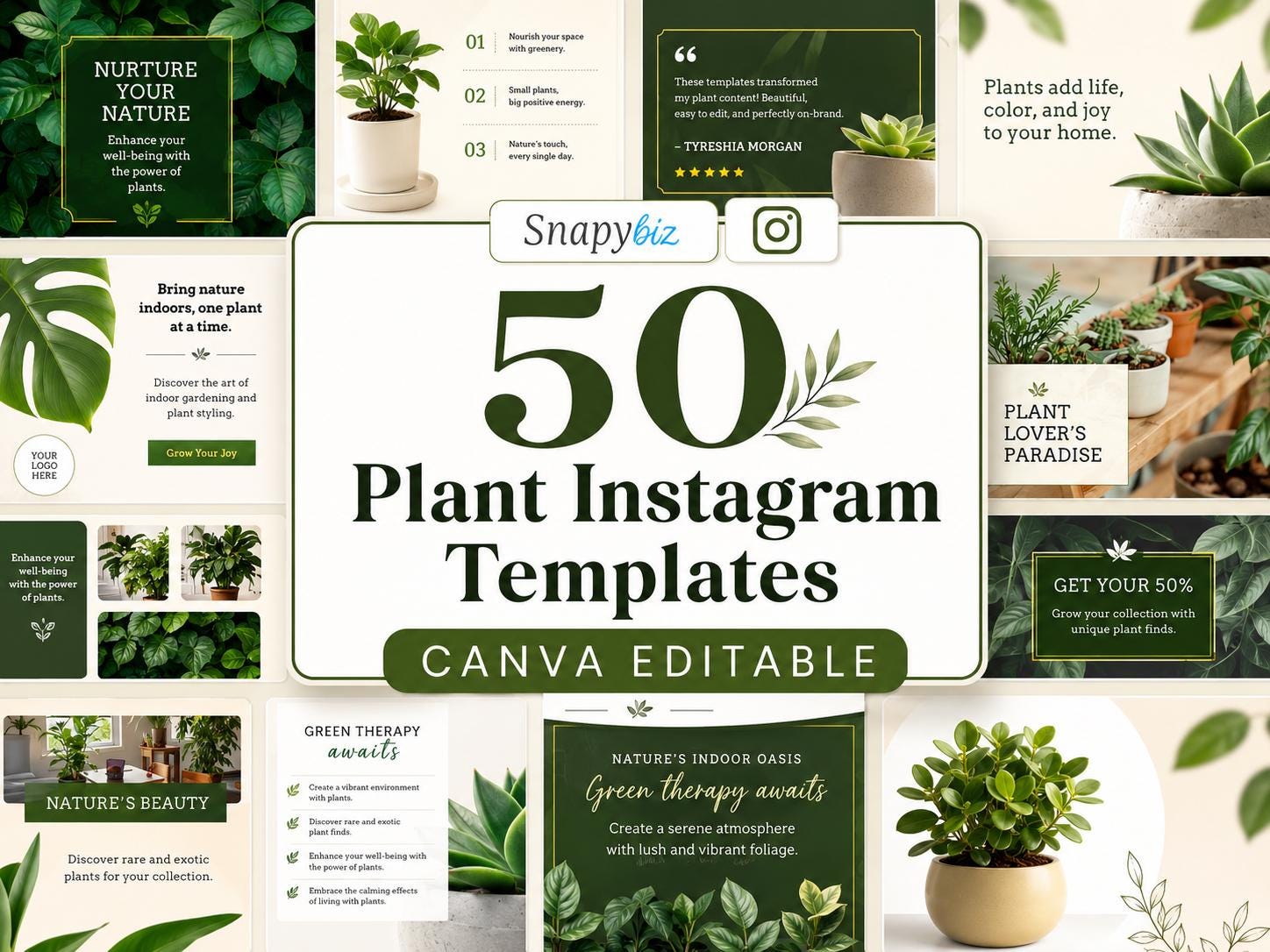Plant Instagram Post Template, Editable Canva Template, Social Media ...