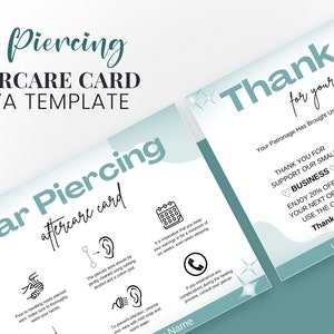 Ear Piercing Aftercare Card Canva Template Printable Piercing - Etsy
