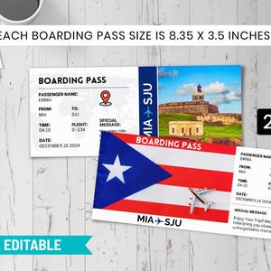 Digitales Puerto Rico Überraschungsgeschenk Ticket, Karibik Reise Bordkarte, Karibik Urlaubskarte, Reisekarte, Urlaubsticket BP-340