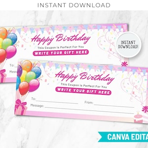 Chèque-cadeau de joyeux anniversaire pour un événement, Carte-cadeau d'anniversaire, Chèque-cadeau personnalisé de joyeux anniversaire, Chèque-cadeau d'anniversaire, Anniversaire