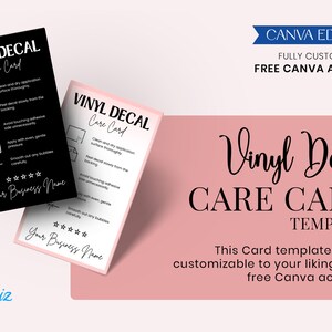 Editable Vinyl Decal Care Guide Card Business Template, Printable Vinyl ...