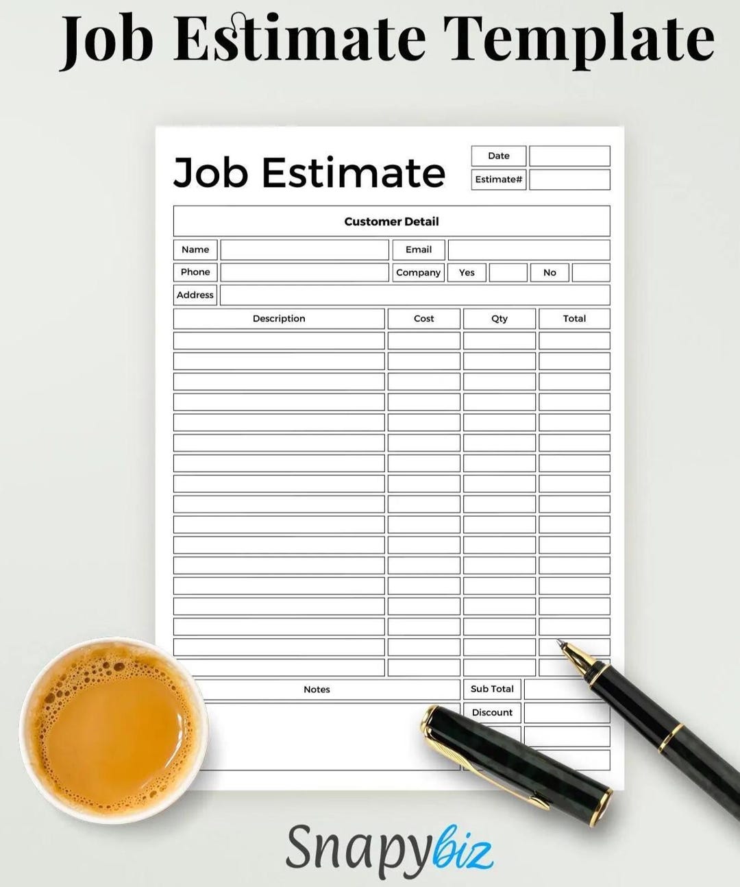 Printable Job Estimate Form Template, Fillable Pdf, Work Estimate ...