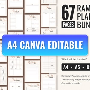 2024 Ramadan Printable Planner Canva Editable | Ramadan Checklist | Ramadan Journal | Muslim Daily Planner | Islamic Calendar|Ramadan Prayer