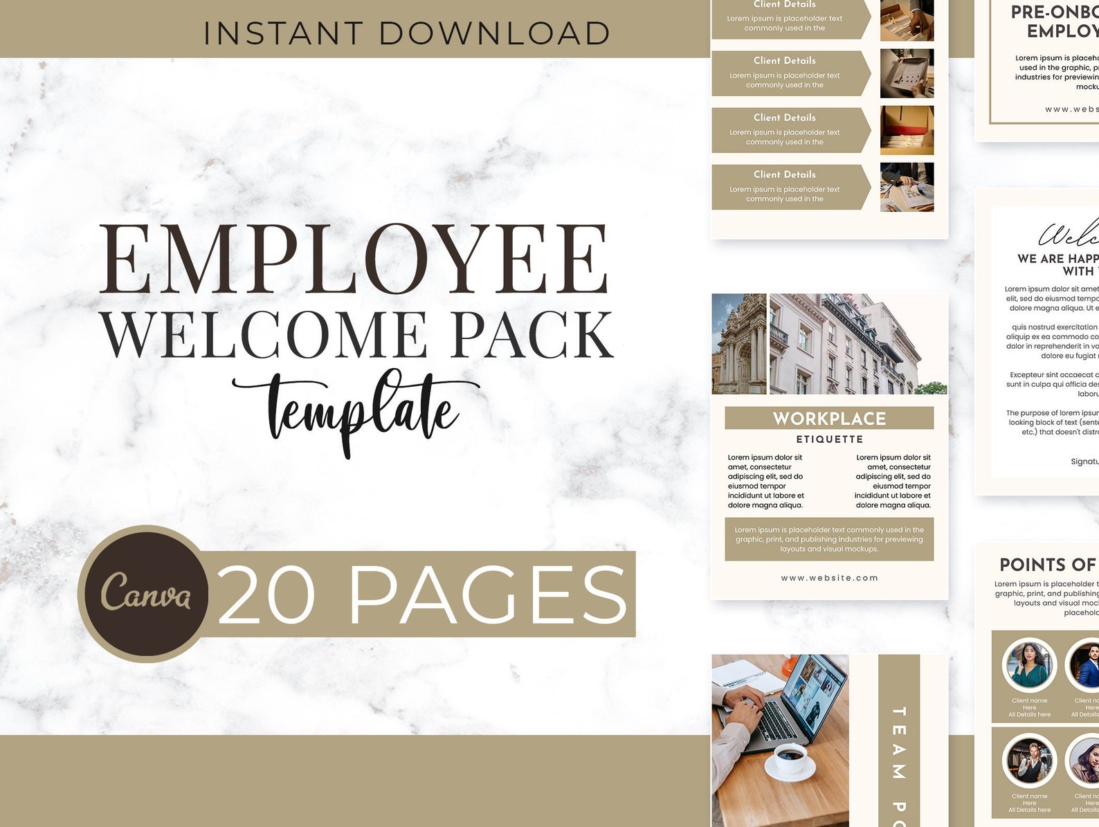 Employee Onboarding Pack Canva Editable Template, New Hire Kit