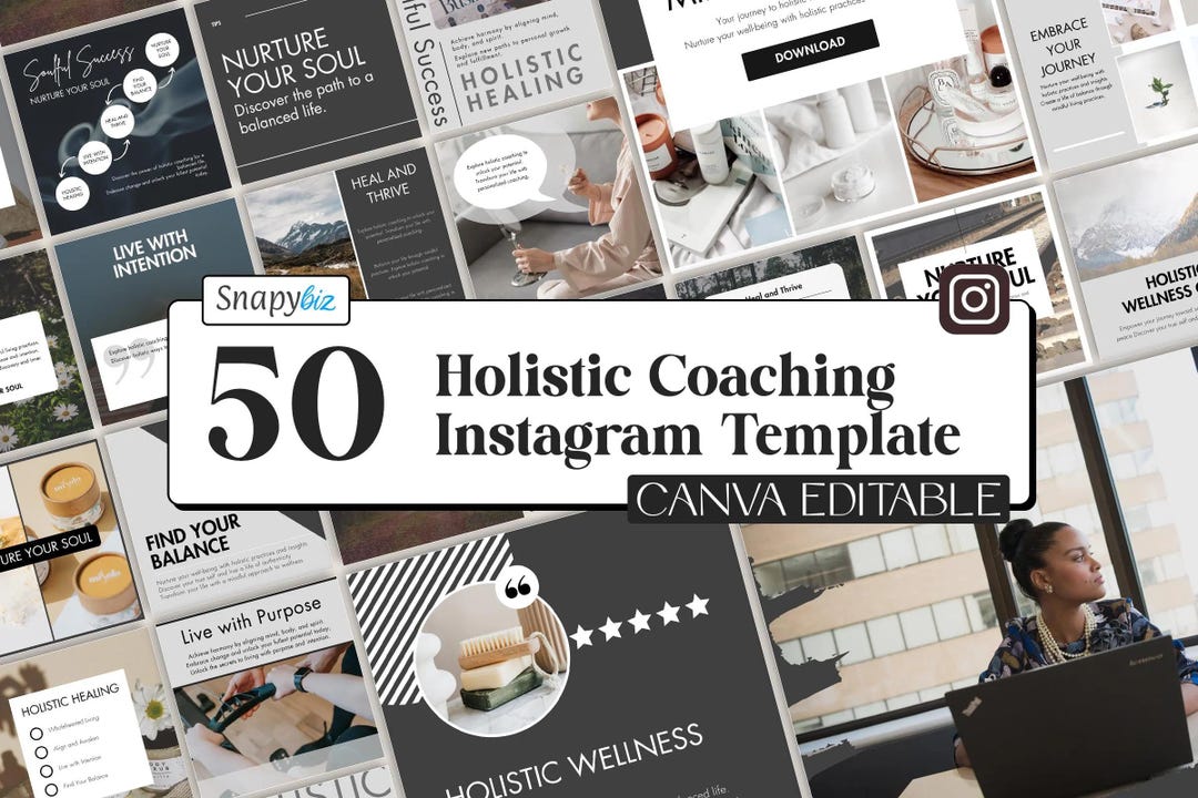 Holistic Coaching, Instagram Canva Template, Editable Social Media ...
